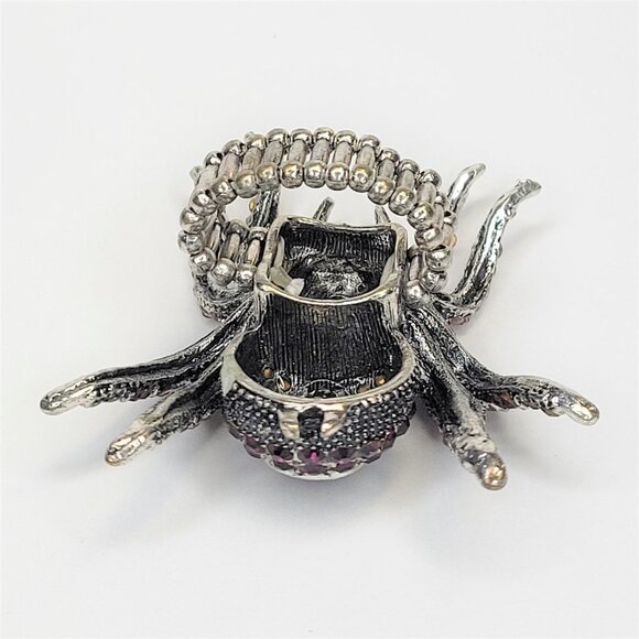 SPIDER Tarantula Pink Crystals Stretch Band Large Spider Charm Ring - Picture 8 of 12